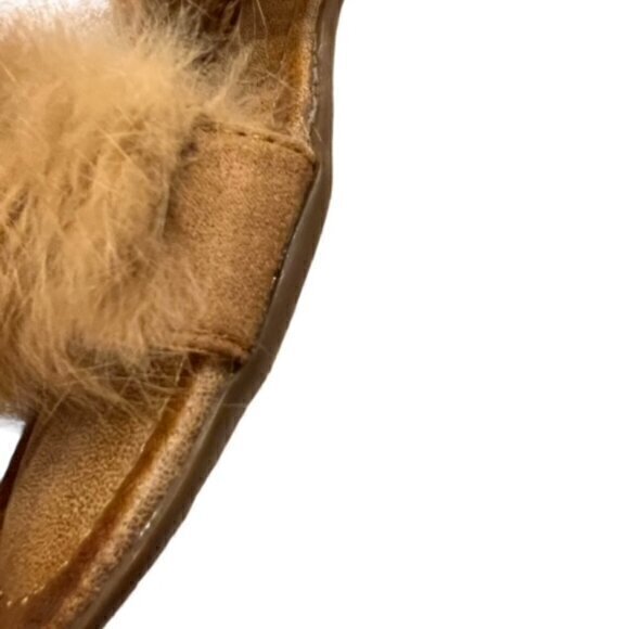 🛍️2 for $25 Sale🛍️ Forever Women's Furry Straps Adj Buckle Sandals Tan 5 - Picture 3 of 9